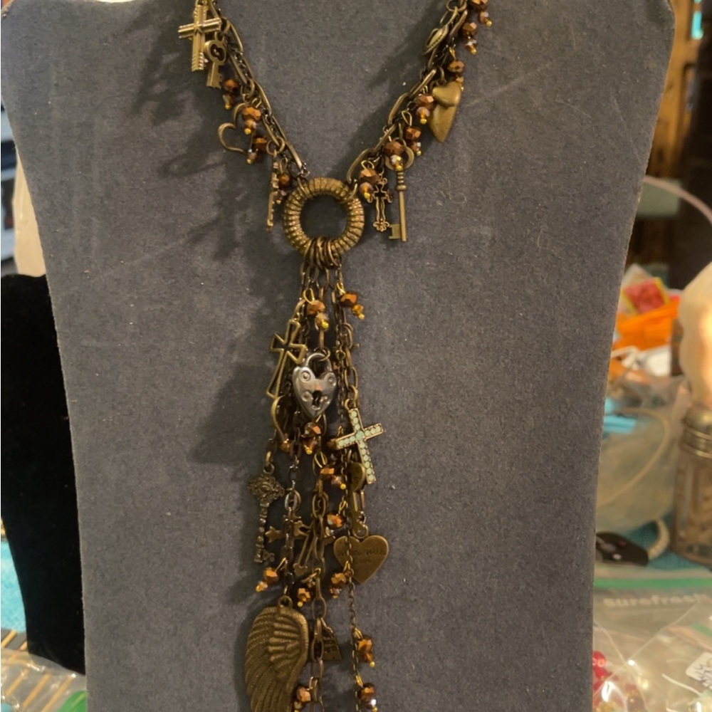 Antique Gold Charm Necklace